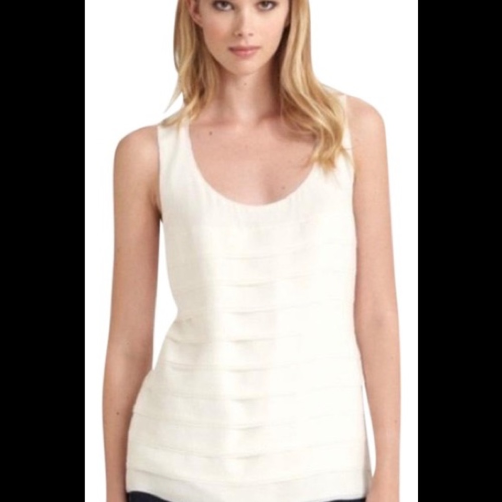 Tory Burch layered silk sleeveless top cream size 12